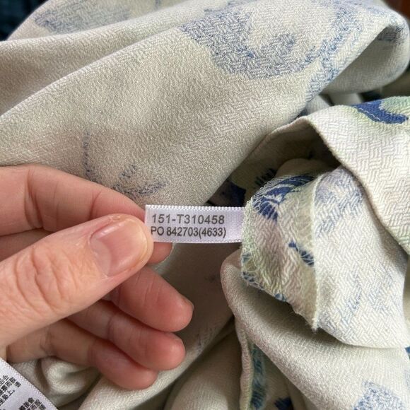 Tommy Bahama Large Original Fit Silk Pale Green and Blue Button Front Shirt - Picture 14 of 15